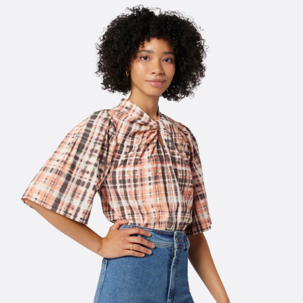 NWT - Joie - Lyell Short Sleeve - Espresso Multi Brown - Small - Picture 2 of 4